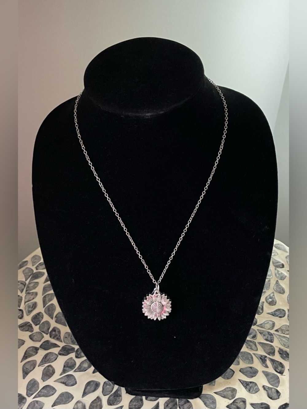 60 and Fabulous Silver Sunflower Pendant Necklace